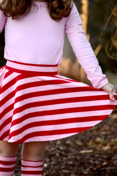 Cupid's Crush Red & Pink Striped Circle Skirt