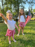 Red Gingham Ruffle Shorties w/Belted Bow - L+E