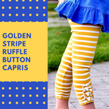 Golden Stripe Ruffle Button Capris