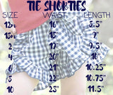 Navy Gingham Ruffle Shorties w/Belted Bow - Little Fashionista Boutique