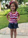 Navy Gingham Ruffle Shorties w/Belted Bow - Little Fashionista Boutique